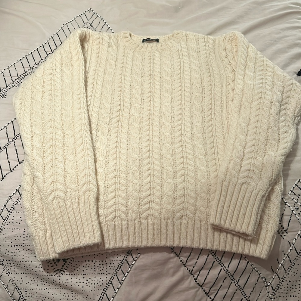 Brandy Melville ivory cable knit sweater